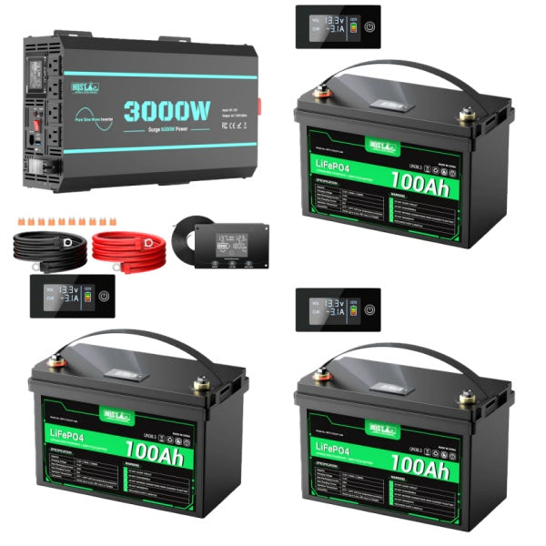 HQST 12 Volt 100Ah LiFePO4 Lithium Iron Phosphate Battery, Built