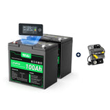 HQST 12V 100Ah LiFePO4 Battery, Mini Size Group 22NF with LED Meter, 10+ Years Lifespan
