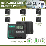 HQST MPPT Solar Charge Controller 20 Amp Negative Ground Controller with Bluetooth LCD Display, 12V/24V DC Input Solar Panel Regulator for Gel Sealed Flooded and Lithium Battery