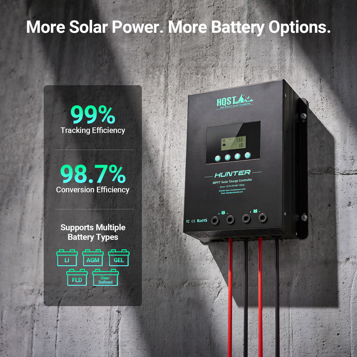 HQST 100A MPPT Solar Charge Controller for RV & Off-Grid Systems