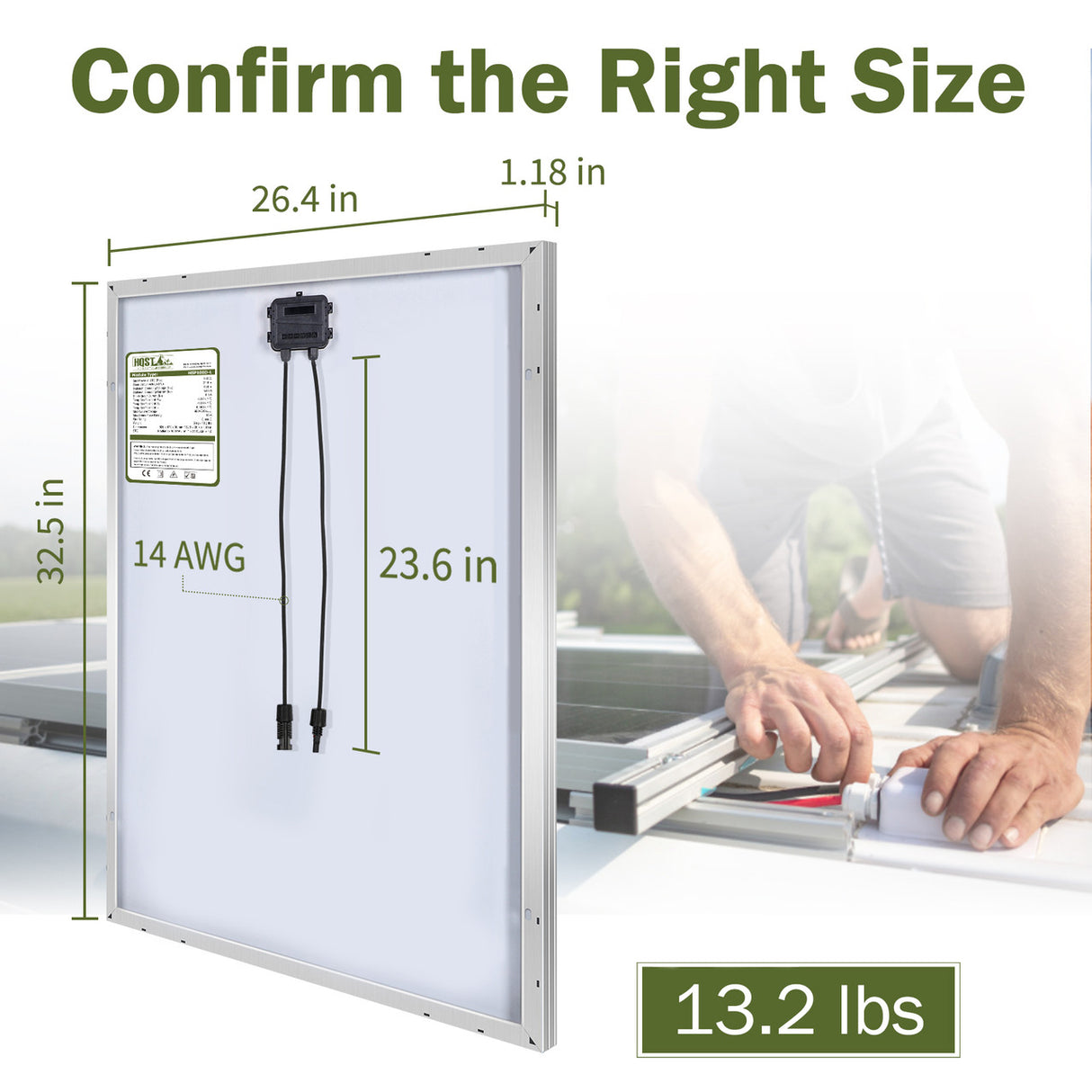 HQST 100 Watt 12 Volt 9BB Cell Monocrystalline Solar Panel (HSP100D-L-US)