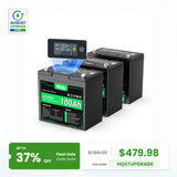 HQST 12V 100Ah LiFePO4 Battery, Mini Size Group 22NF with LED Meter, 10+ Years Lifespan