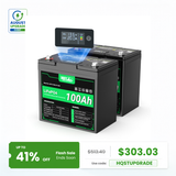 HQST 12V 100Ah LiFePO4 Battery, Mini Size Group 22NF with LED Meter, 10+ Years Lifespan