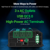 2000W 12V Pure Sine Wave Inverter with 4000W Surge (5s max) and Wired Remote Control