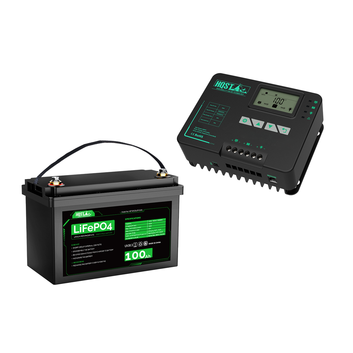 HQST 12V 100Ah LiFePO4 Lithium Iron Phosphate Battery [10-year Warranty]