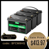 HQST 12V 100Ah Lithium Iron Phosphate LiFePO4 Battery with LED Display