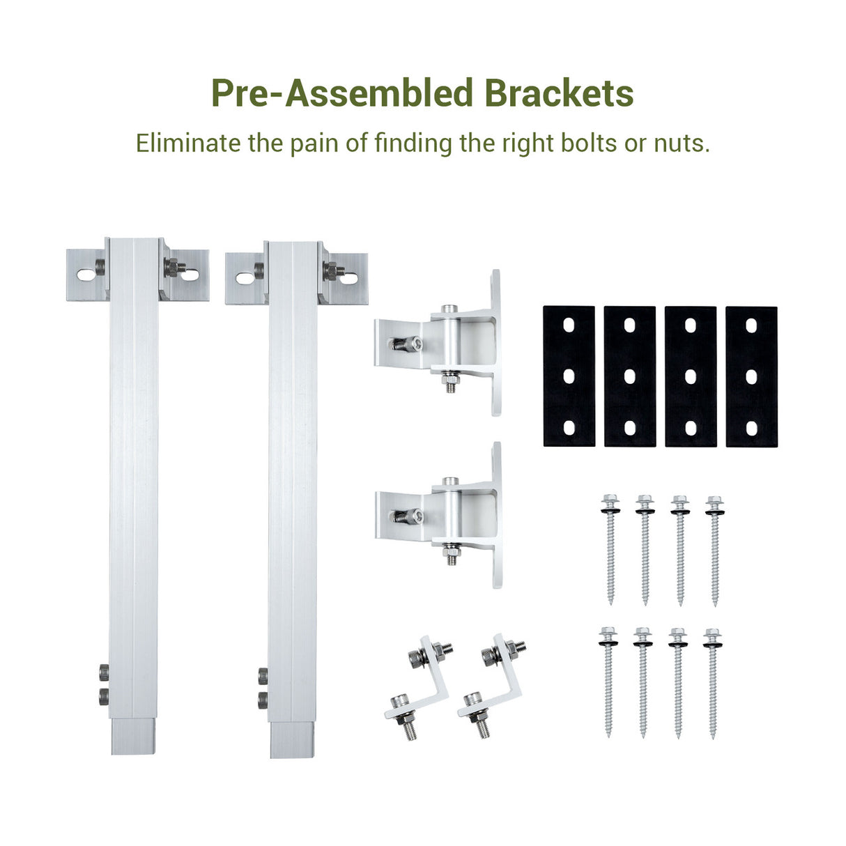 HQST Adjustable Solar Panel Tilt Mounting Brackets, Support Up to 200 Watt Panels, for Flat Roofs, RVs, Cabin, Camping, Off Grid System
