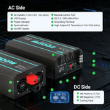 （Back Order 2026/1/9)  HQST 2000W 12V Pure Sine Wave Inverter with LCD Display and Wired Remote Control