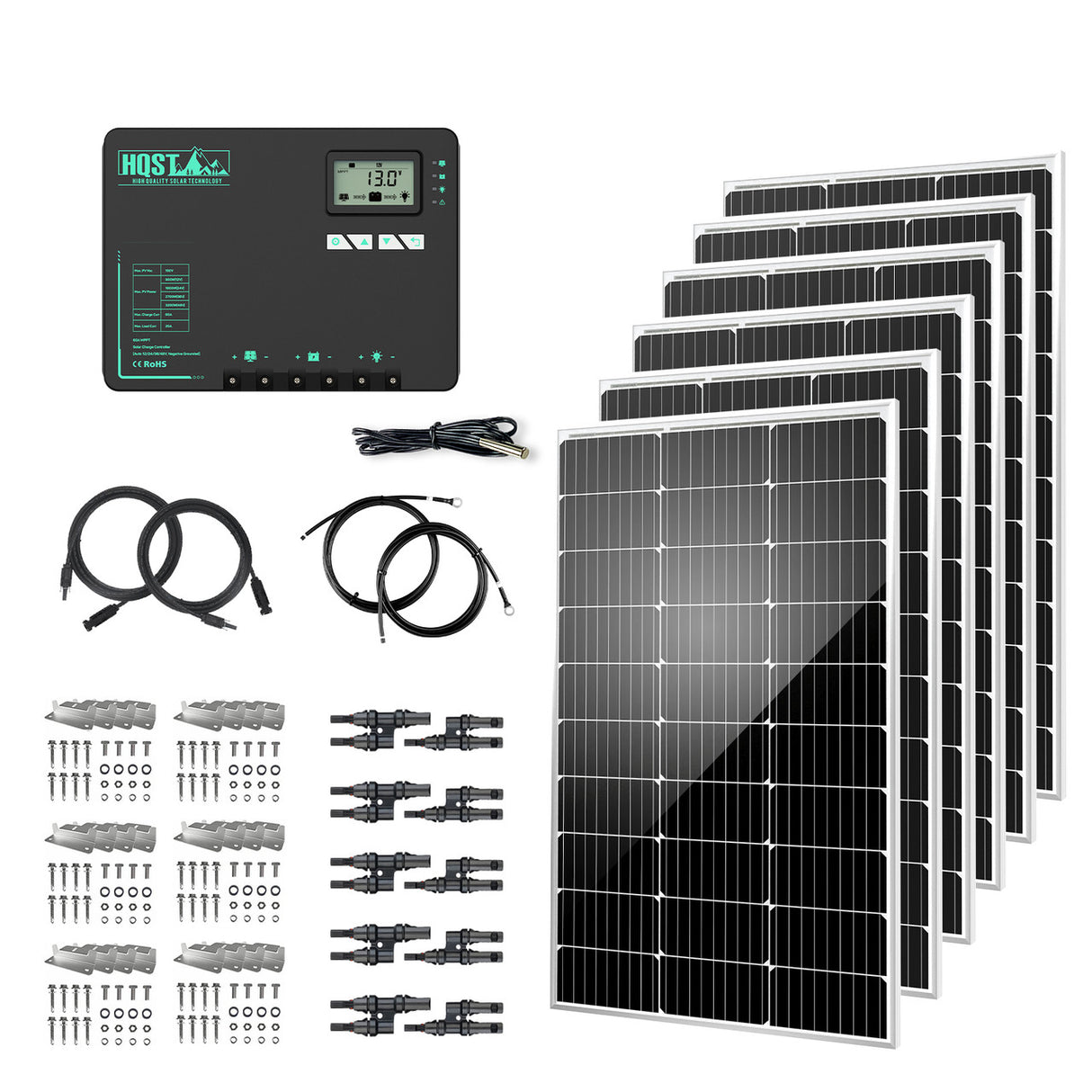 NEW Launch 600W 12V/24V/36V/48V Monocrystalline Solar Kit with 60A MPPT Charge Controller w/Bluetooth