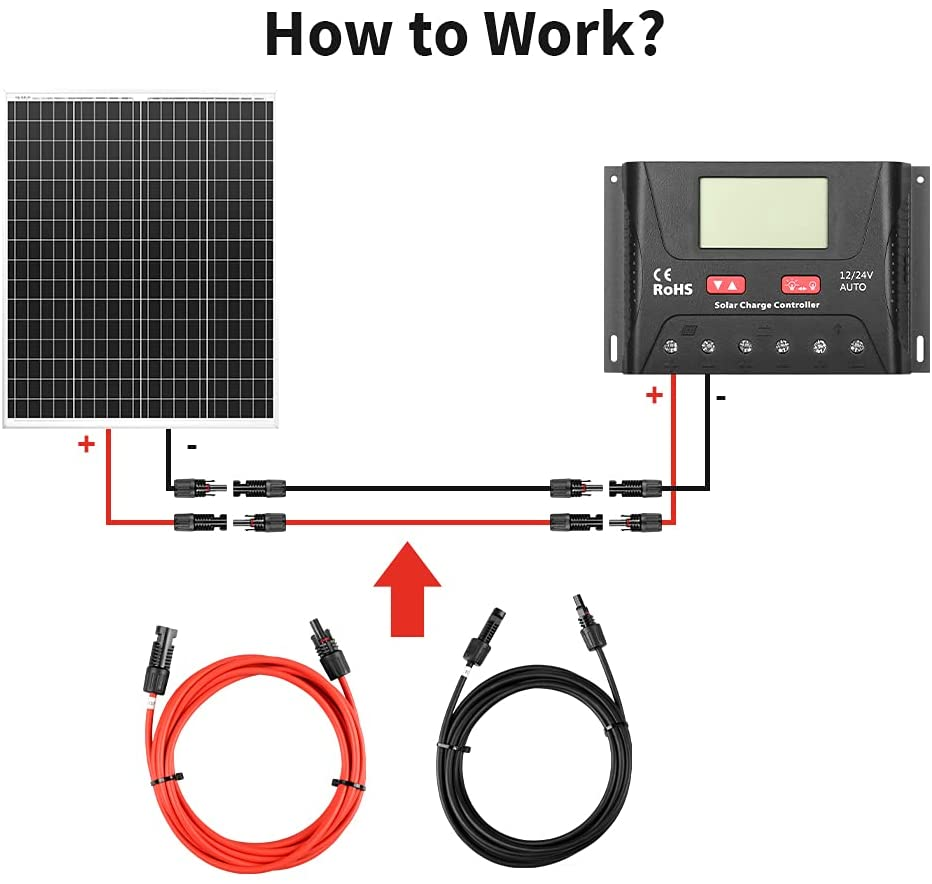 HQST Solar Panel Extension Cable with Male to Female Solar Connectors 