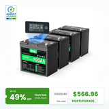HQST 12V 100Ah LiFePO4 Battery, Mini Size Group 22NF with LED Meter, 10+ Years Lifespan