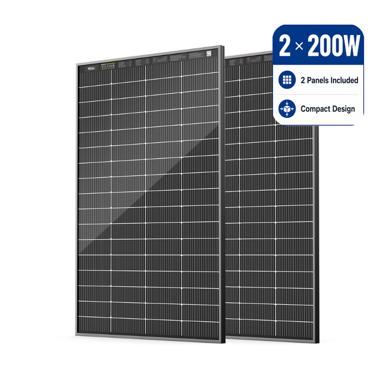 HQST Bifacial 200W Compact N-Type Solar Panel | 25.4% Efficiency, 13% Smaller