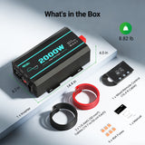 （Back Order 2026/1/9)  HQST 2000W 12V Pure Sine Wave Inverter with LCD Display and Wired Remote Control