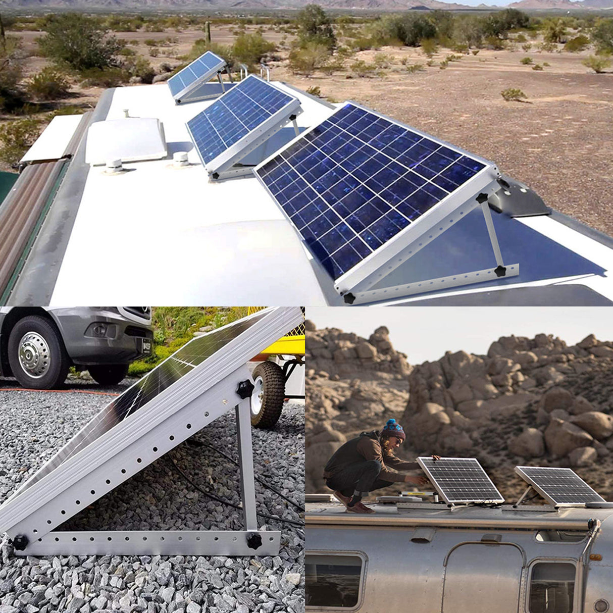 Adjustable Solar Panel Tilt Mount Brackets kit 28inch Support up to 150 Watt Solar Panels for Boats,RV,Roof Off Grid System