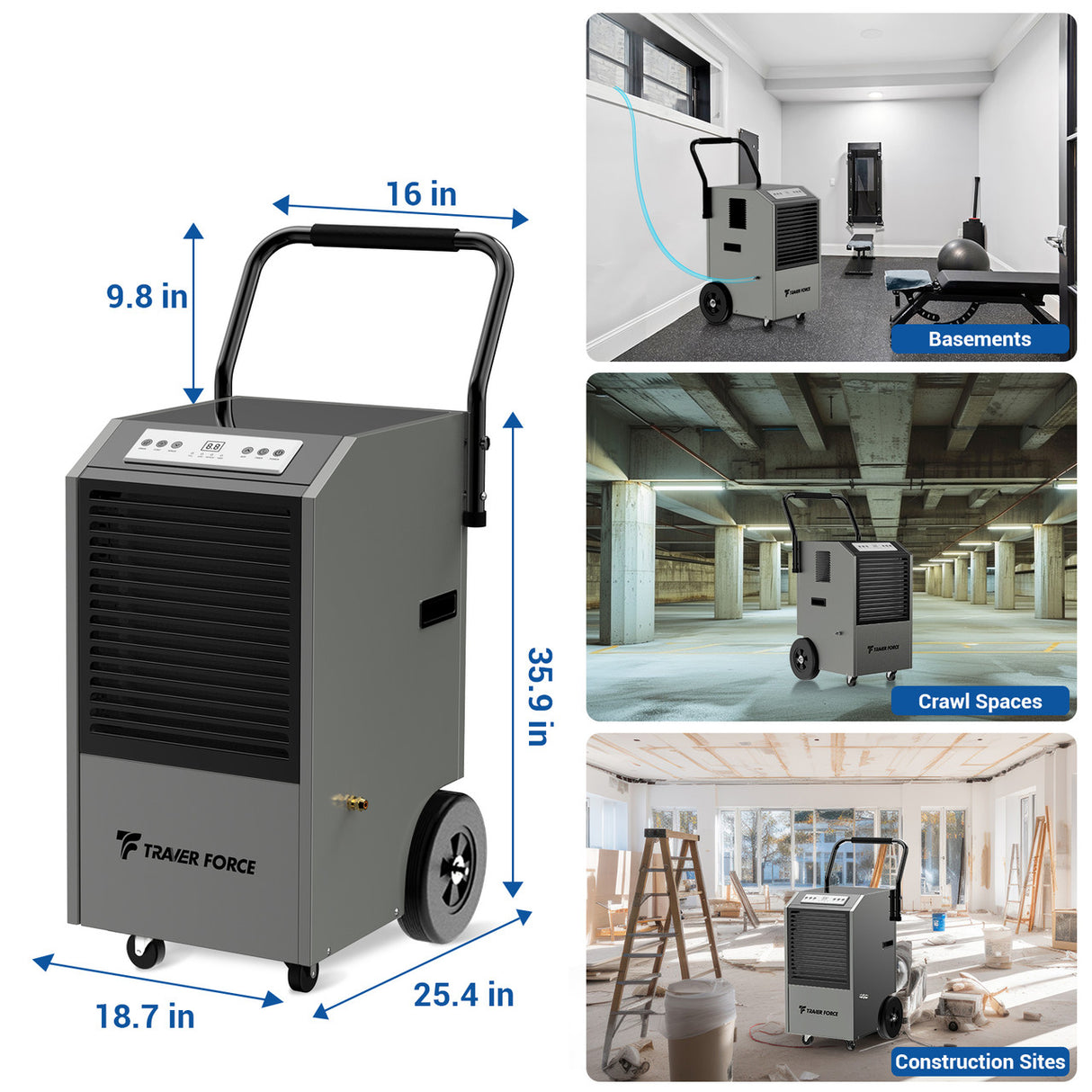 Traver Force 170 Pint Commercial Dehumidifier