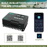HQST MPPT Solar Charge Controller 20 Amp Negative Ground Controller with Bluetooth LCD Display, 12V/24V DC Input Solar Panel Regulator for Gel Sealed Flooded and Lithium Battery