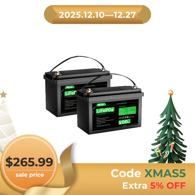 HQST 12V 100Ah LiFePO4 Lithium Deep Cycle Battery [10-year Warranty]