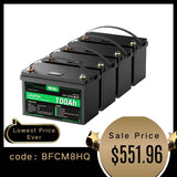 HQST 12V 100Ah Lithium Iron Phosphate LiFePO4 Battery with LED Display