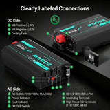 2000W 12V Pure Sine Wave Inverter with 4000W Surge (5s max) and Wired Remote Control