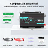 HQST 1000W Pure Sine Wave Inverter | 2000W Surge | GFCI Protected | Built for RV & Off-Grid