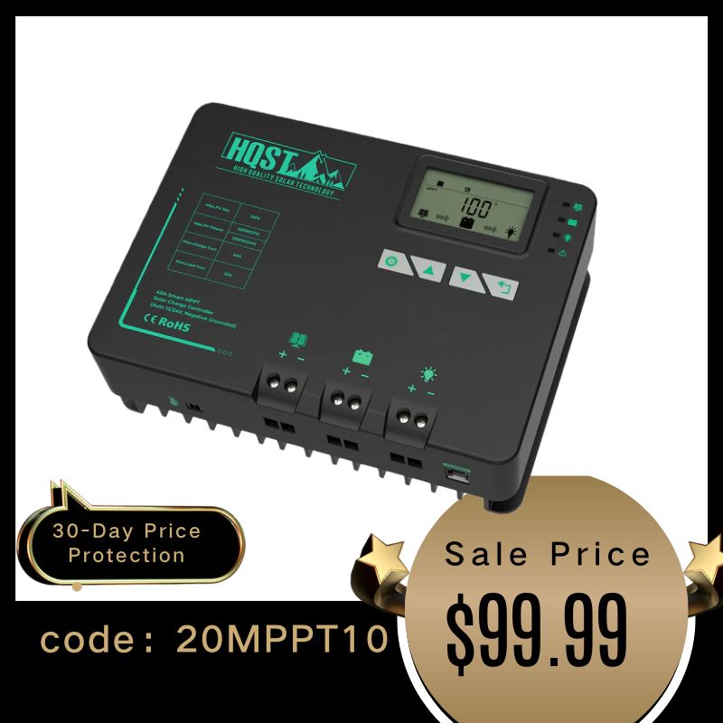 HQST 40A MPPT Solar Charge Controller with Parallel Charging & Bluetooth