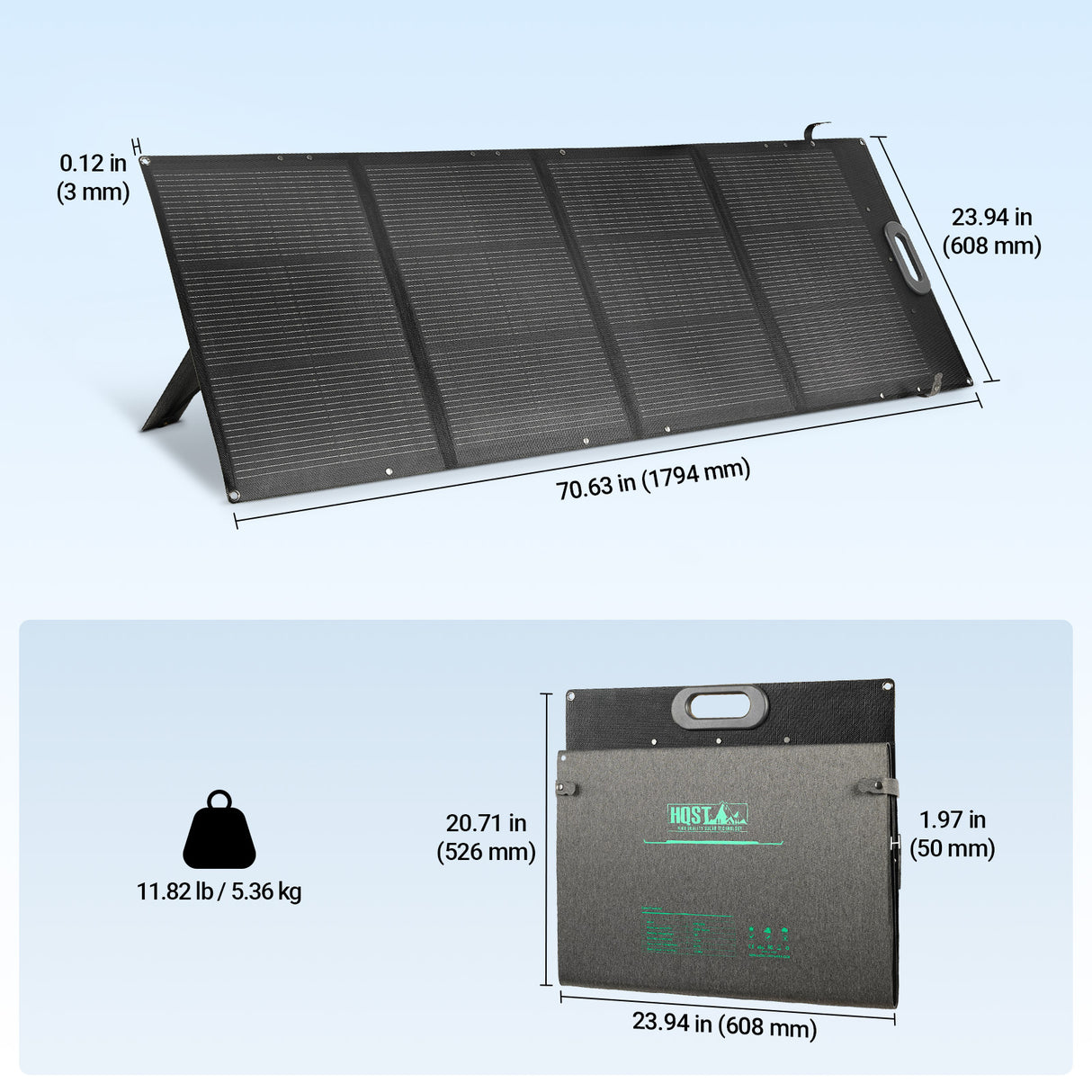 HQST Ultra-Light 200W Foldable Portable Solar Panel | 25% Efficiency, IP67, 3-in-1 Cable for Jackery EcoFlow BLUETTI