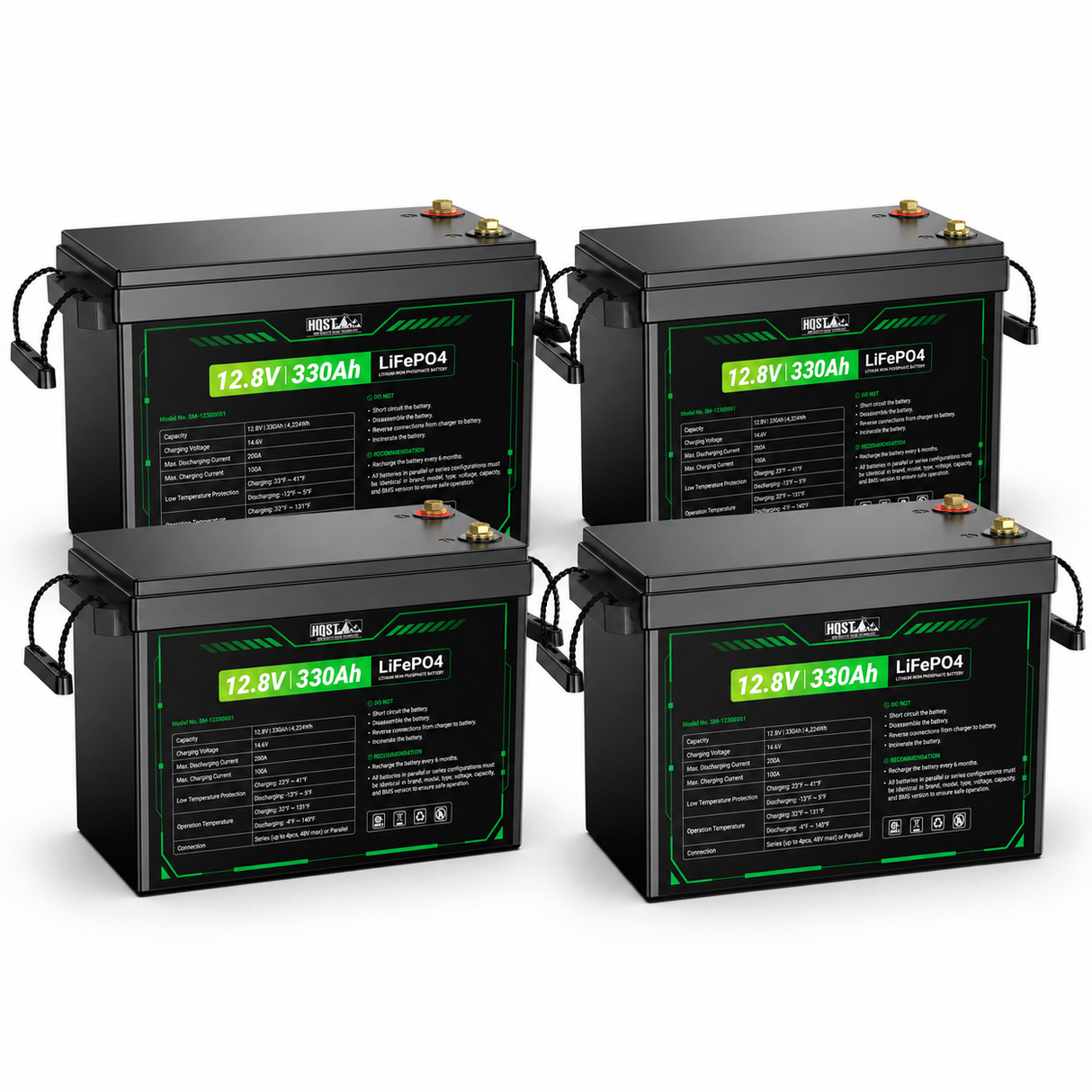 HQST 12V 330Ah Mini LiFePO4 Battery | 4224Wh, 200A BMS