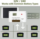 HQST 30Amp 12V/24V PWM Solar Charge Controller Regulator with LCD Display, Dual USB Ports, for Lithium, Sealed, Gel, Flooded Batteries
