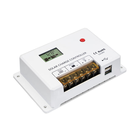 HQST 30Amp 12V/24V PWM Solar Charge Controller Regulator with LCD Display, Dual USB Ports, for Lithium, Sealed, Gel, Flooded Batteries
