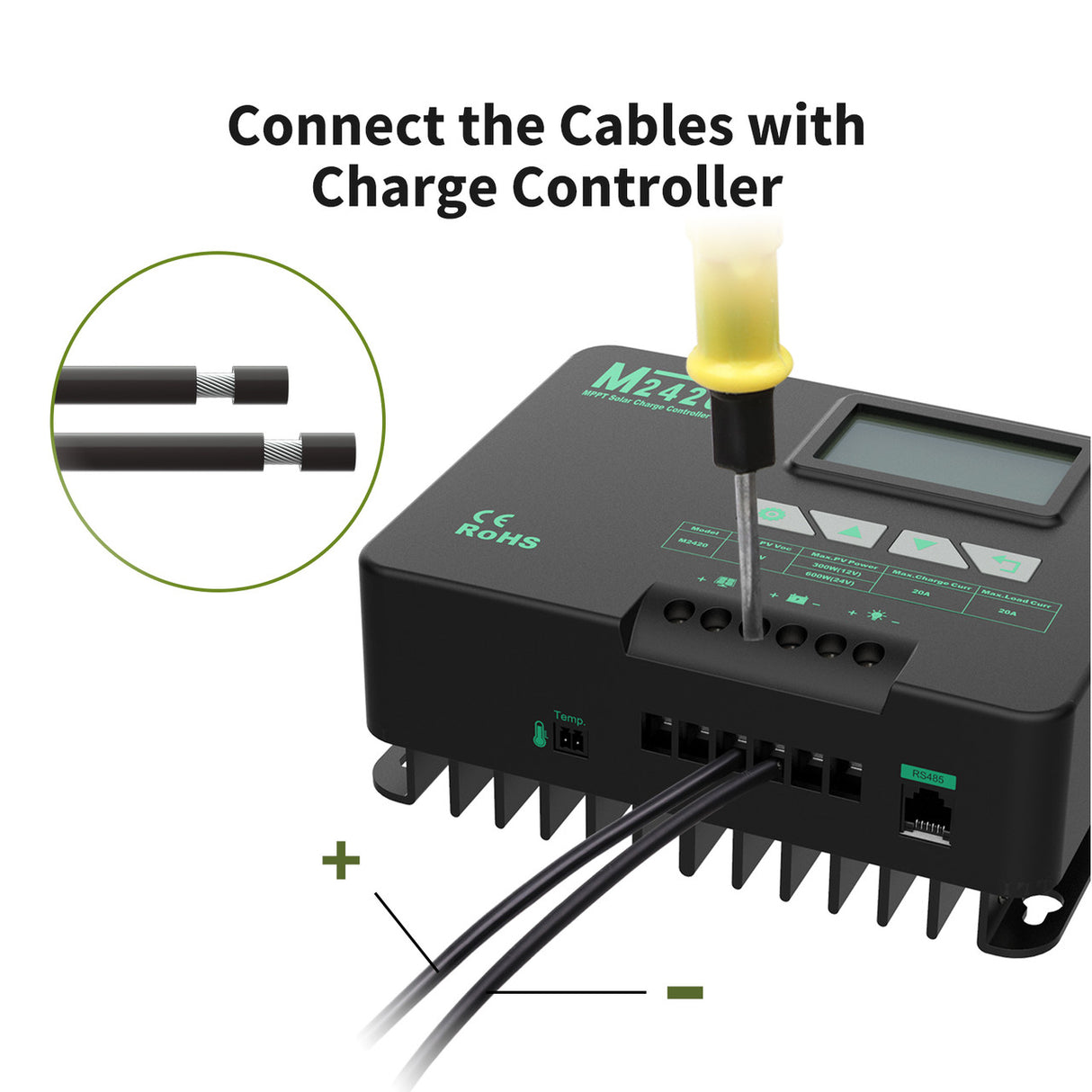Solar Tray Cables - Connecting Charge Controller and Battery