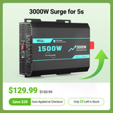 HQST 1500W Pure Sine Wave Inverter 12V to 120V with 3000W Surge & GFCI Protection