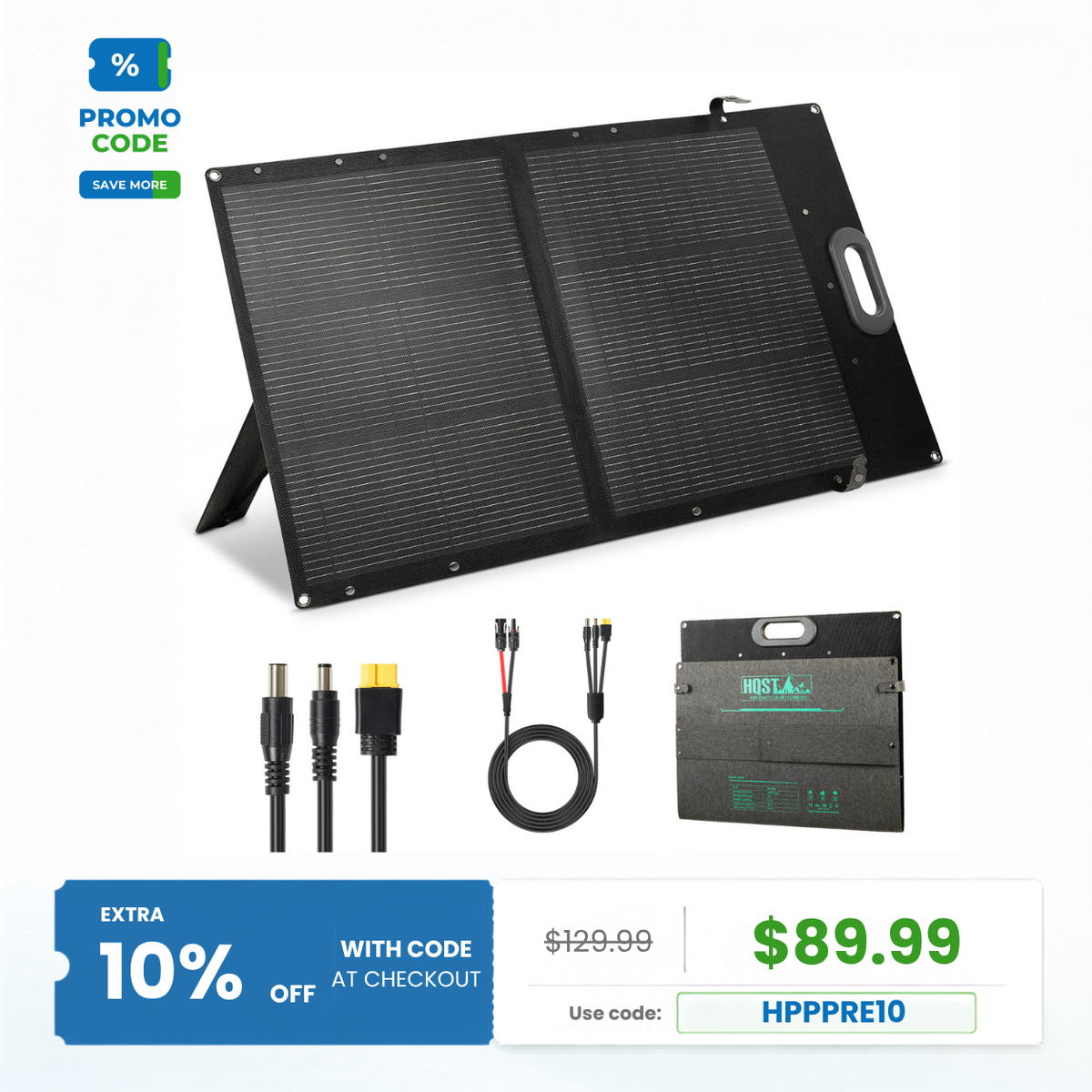 Ultra-Light 100W & 200W Foldable Portable Solar Panel | Up to 25% Cell Efficiency, IP67, 3-in-1 Adapter Cable