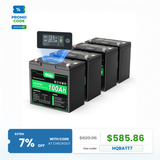 HQST 12V 100Ah LiFePO4 Battery, Mini Size Group 22NF with LED Meter, 10+ Years Lifespan