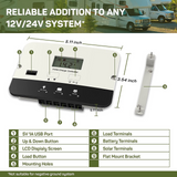HQST 20A PWM Flush Mount Charge Controller w/ LCD Display 