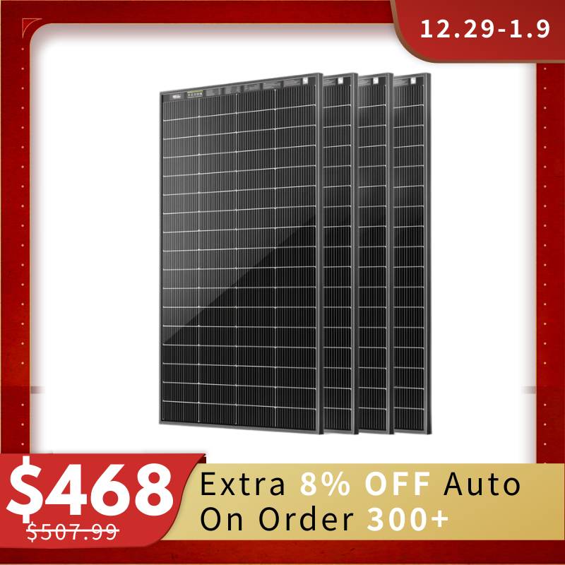 HQST Bifacial 200W N-Type 16BB Monocrystalline Solar Panel with All-Black Design