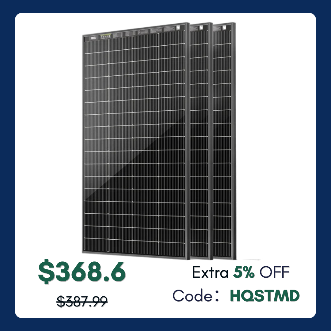 HQST Bifacial 200W N-Type 16BB Monocrystalline Solar Panel with All-Black Design
