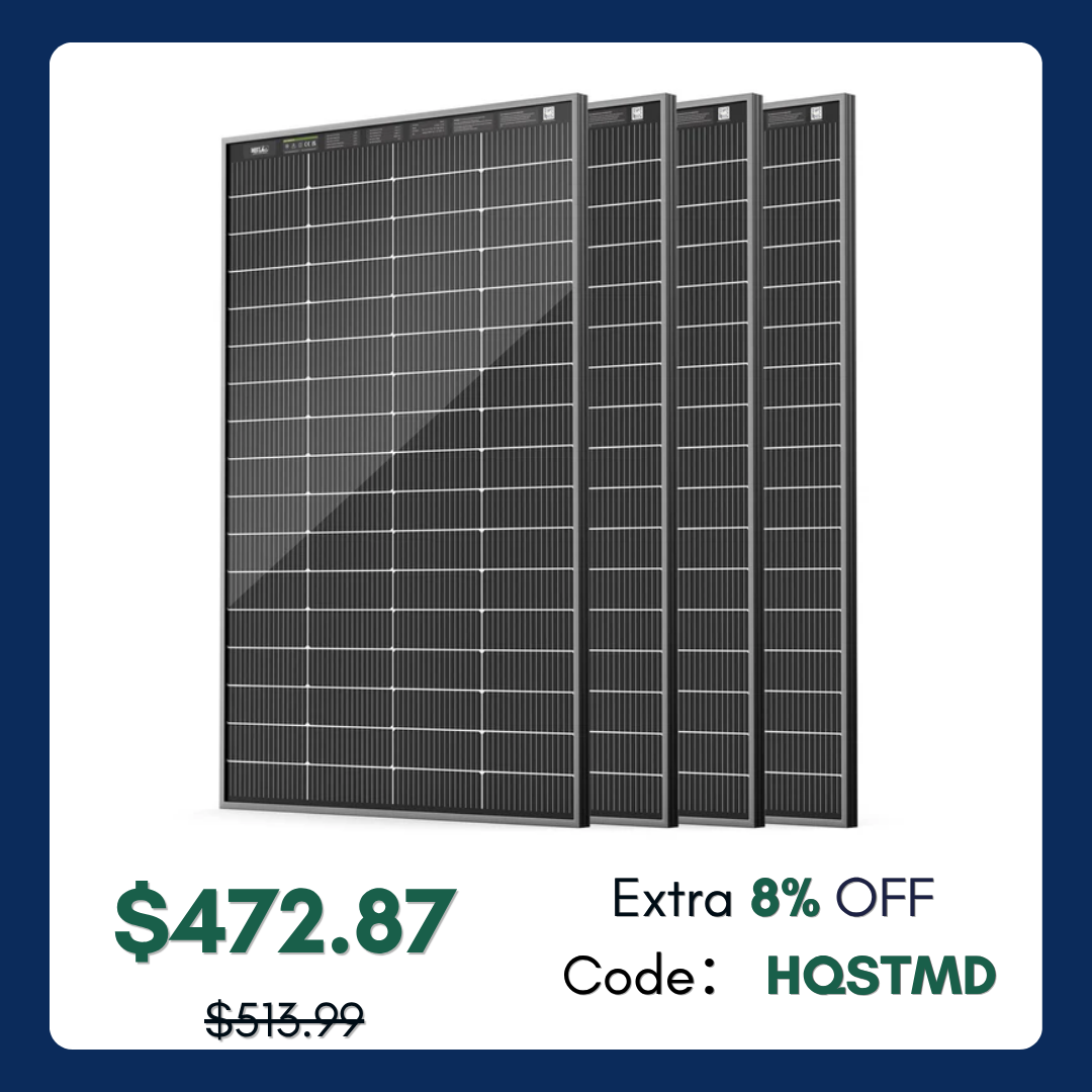 HQST Bifacial 200W Compact N-Type Solar Panel | 25.4% Efficiency, 13% Smaller