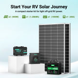 HQST 400W 12V RV Solar Kit | 1280Wh LiFePO4 Battery, 1000W Inverter & 60A MPPT